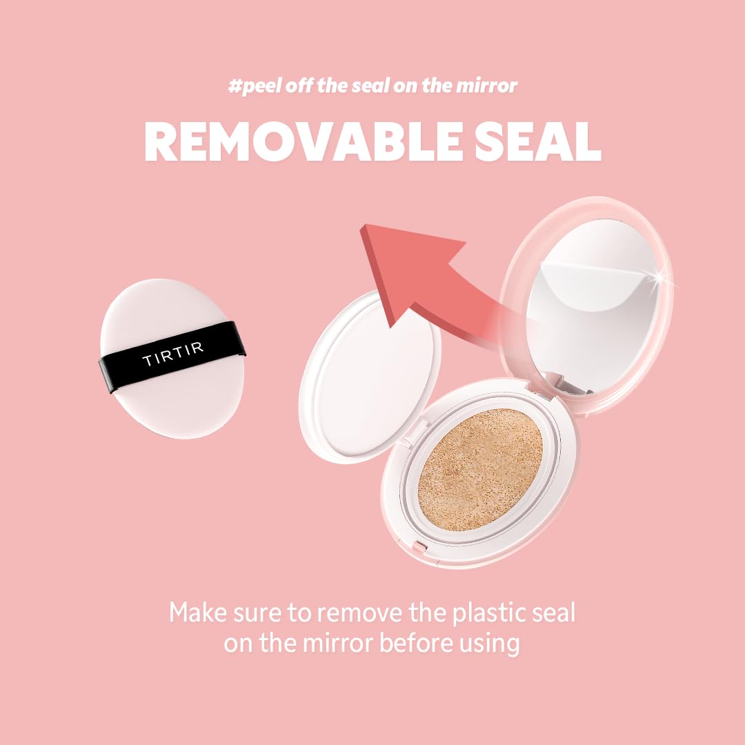 TIRTIR Mask Fit All Cover Pink Cushion Foundation | High coverage, Velvety Matte Finish, Lightweight, Flawless, Corrects Redness, Korean Cushion (#29N Natural Beige, Full Size, 0.63 Fl Oz)