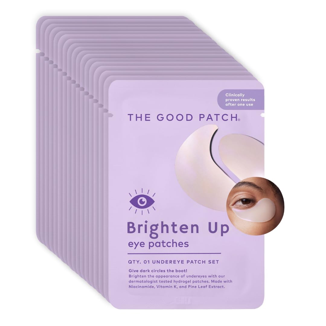 The Good Patch Brighten Up Hydrogel Under Eye Patches for Dark Circles and Puffy Eyes, Made with Niacinamide, Vitamin K, Pine Leaf Extract, Clinically Proven (18 Total Patch Sets)