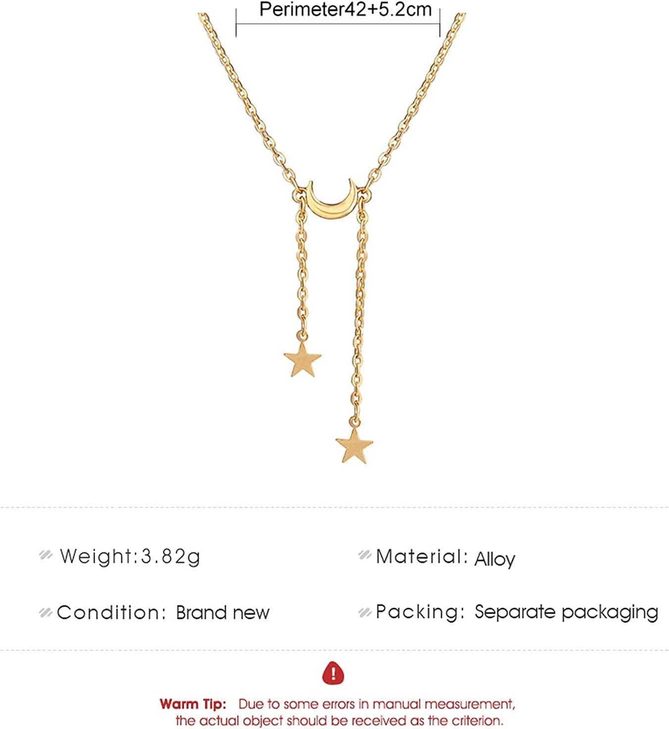 Boho Gold Y Necklace Double Star Arch Moon Pendant Necklace Fashion Star Moon Necklace Jewelry for Women