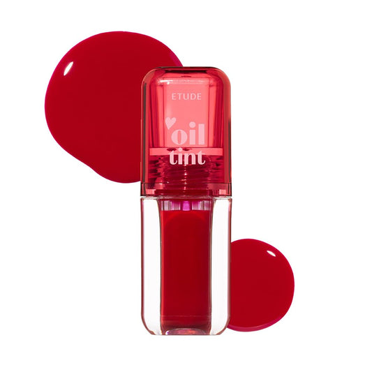 ETUDE Dear Darling Oil Tint #1 Real Cherry 4.2g | High Moisturizing and Strong Hydrating Lip Oil/Lip Gloss | Smooth and Moist Lips | Non-Sticky Lip Oil Tint For Dry Lips | K-beauty