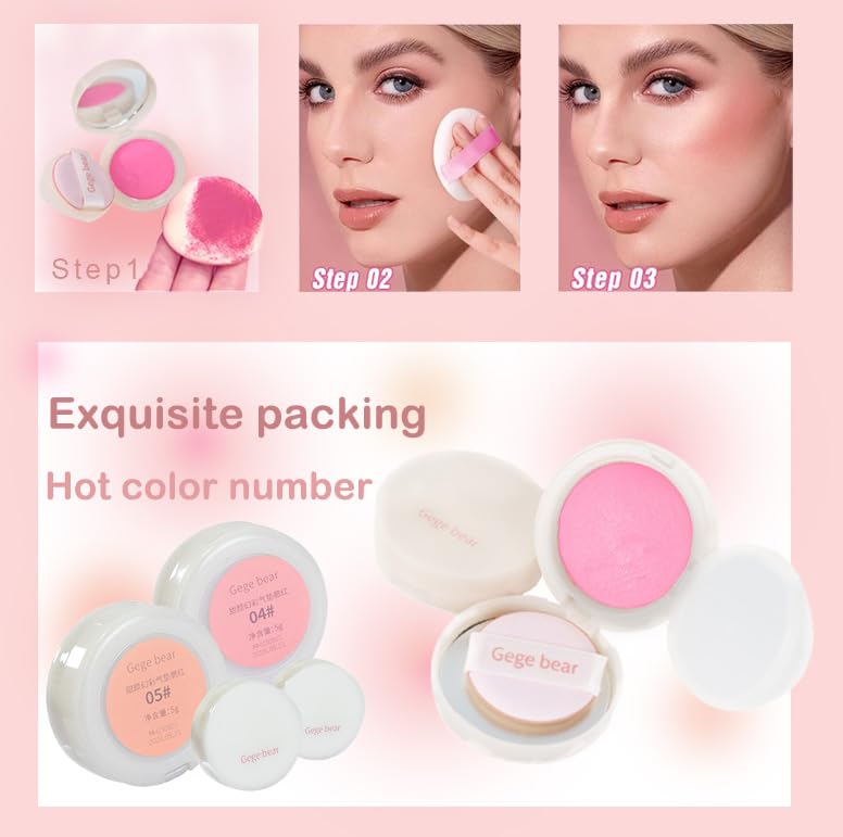 Silky Matte Blush,Blush Powder for Cheeks,Long-Lasting, Natural Look, Powder Blush Palette, Complements All Skin Tones