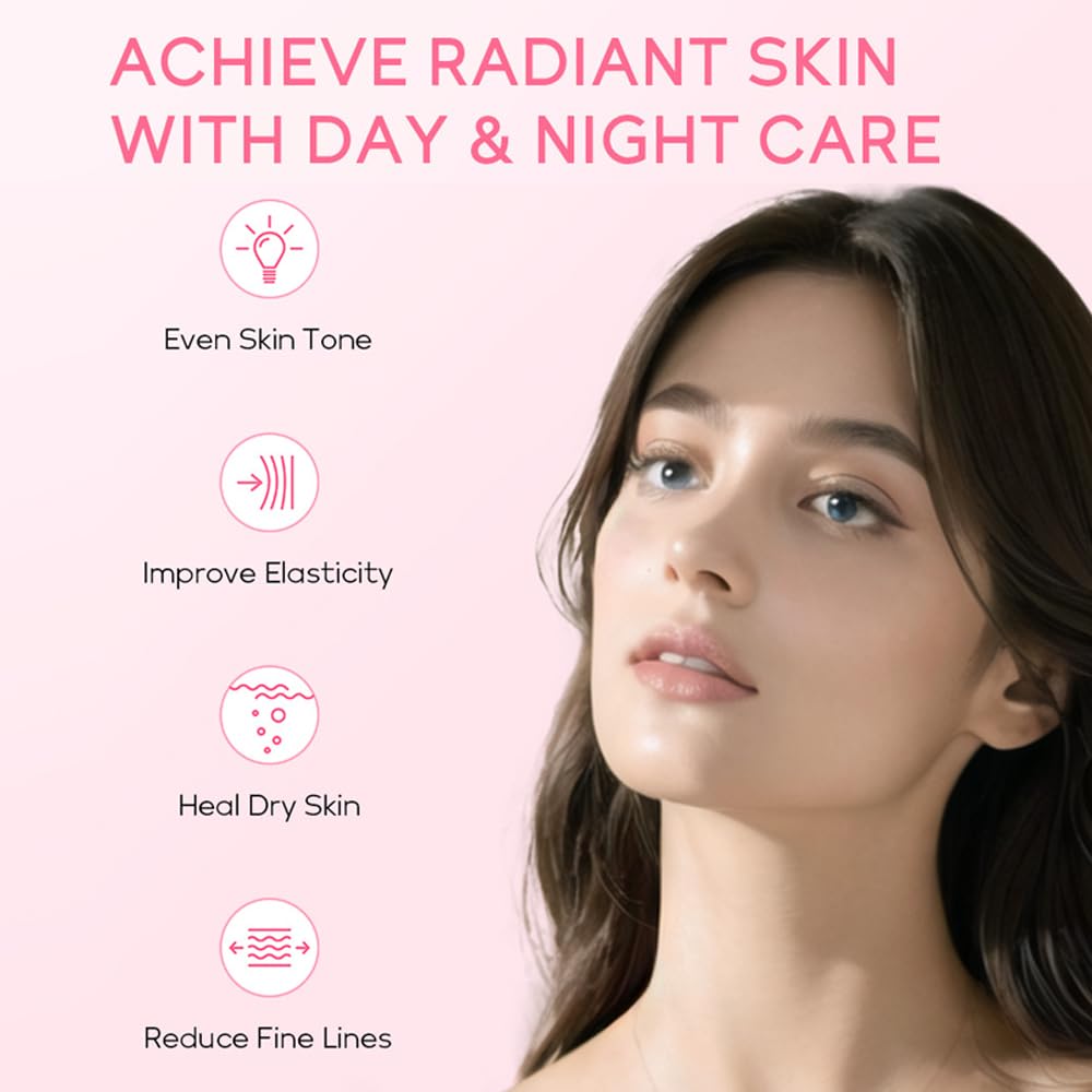 Sakura Skincare Gift Set, Skin Care Travel Kit with Cleanser, Toner, Serum, Eye Cream, Face Cream for Women Girls (5pcs)