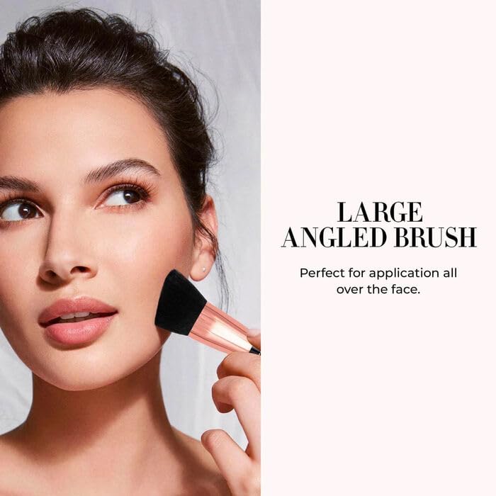 LUMINESS Silk Airbrush Spray Foundation & Buffing Brush Kit – Full Coverage Foundation & Dual-Sided Buffing Brush - Buildable Coverage, Anti-Aging Formula Hydrates & Moisturizes (Shade - Medium)