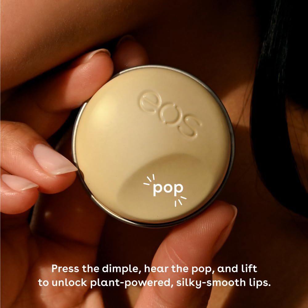 eos Plant-Based Vegan Lip Salve - Vanilla Bean, 100% Natural Formula, Cocoa Butter Lip Balm with Upcycled Olive Squalane, Cruelty-Free, 0.42 oz