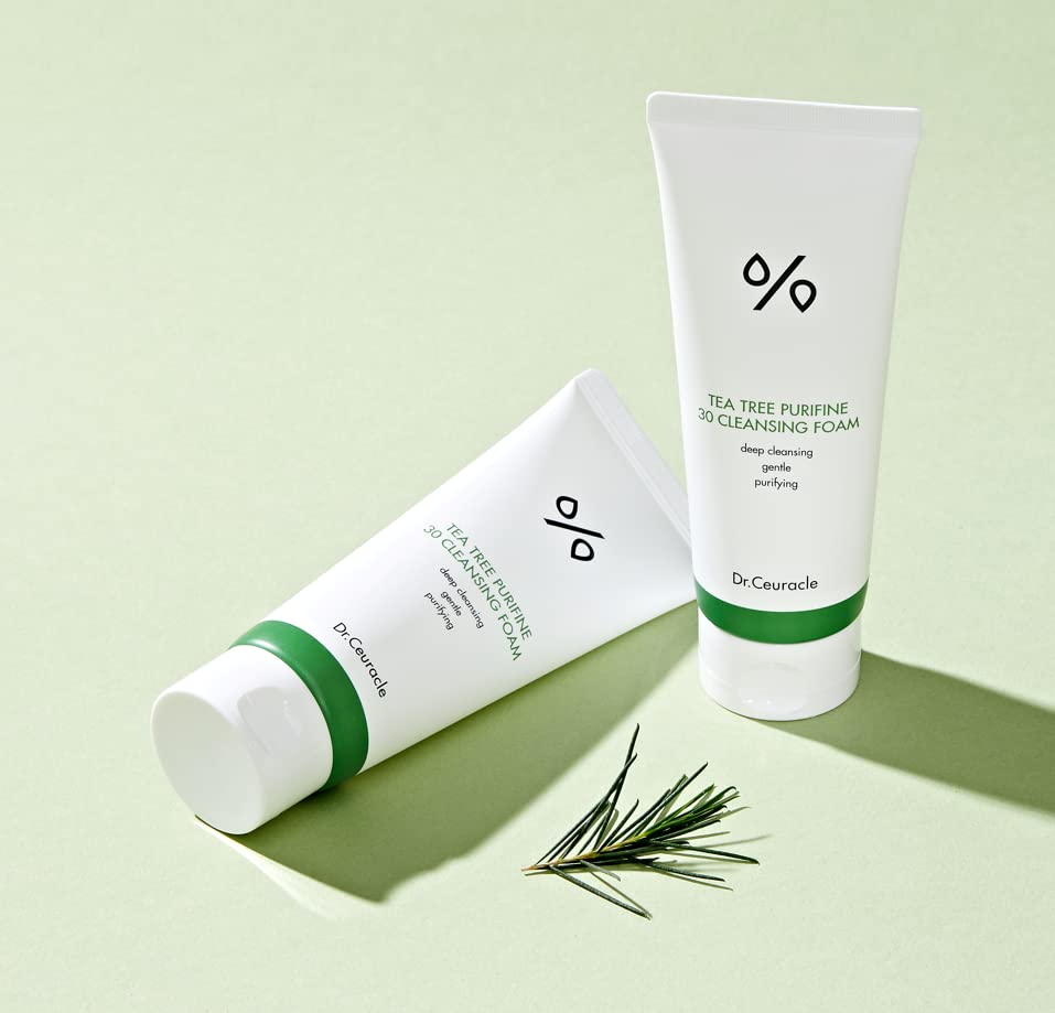 Dr.Ceuracle by leegeehaam Tea Tree Purifine Cleansing Foam (150ml / 5.07 fl. oz.) - Gel to Foam Mild Soothing Daily Cleanser with Fine Bubbles, Sebum Reducing and Hydrating for Sensitive Skin