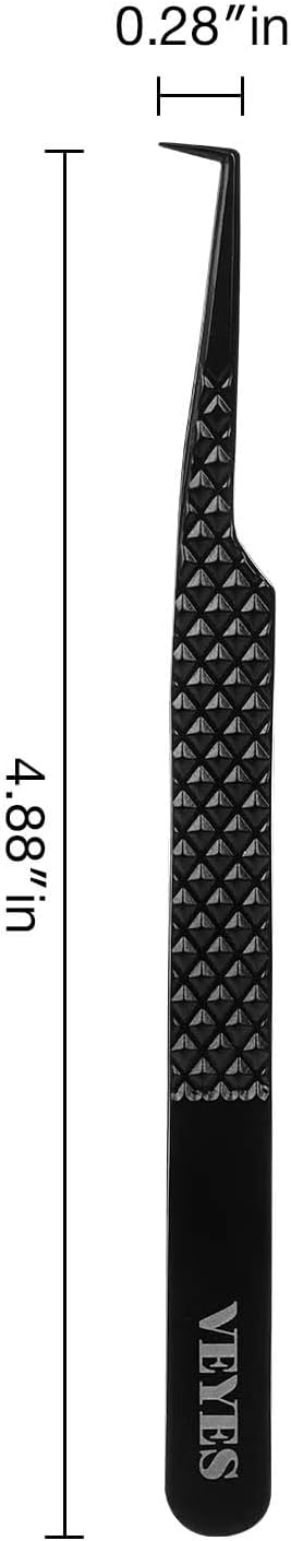 VEYES INC Lash Tweezers for Eyelash Extensions,Fiber Tip Tweezers for Individual Classic and Volume Lash,Stainless Steel Lash Tweezers-Slim 90 Degree