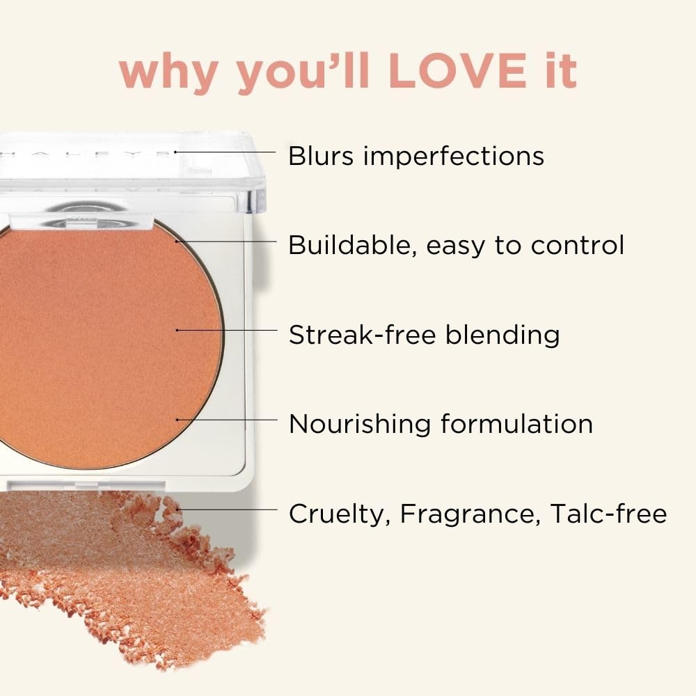 HALEYS Re-pop Smoothing Powder Blush (Love Bite) - Pigmented, Easy Blending, Longwear, Buildable, Talc-Free, V + CF