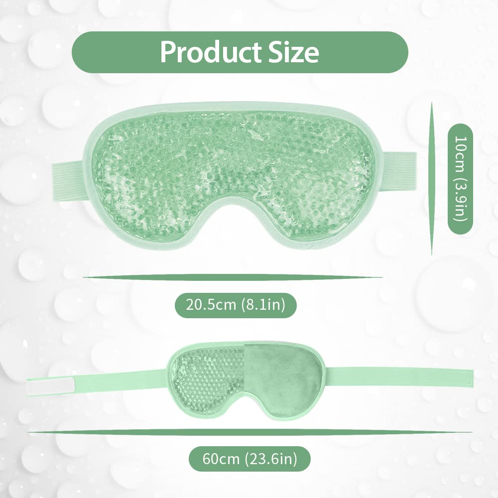 NEWGO 2 Pack Cooling Eye Mask Eye Ice Pack Cold Eye Mask for Puffy Eyes, Post Eye Surgery, Tired Eyes, Reusable Gel Eye Mask for Dark Circles, Migraines, Stress Relief, Itchy Eyes - Green