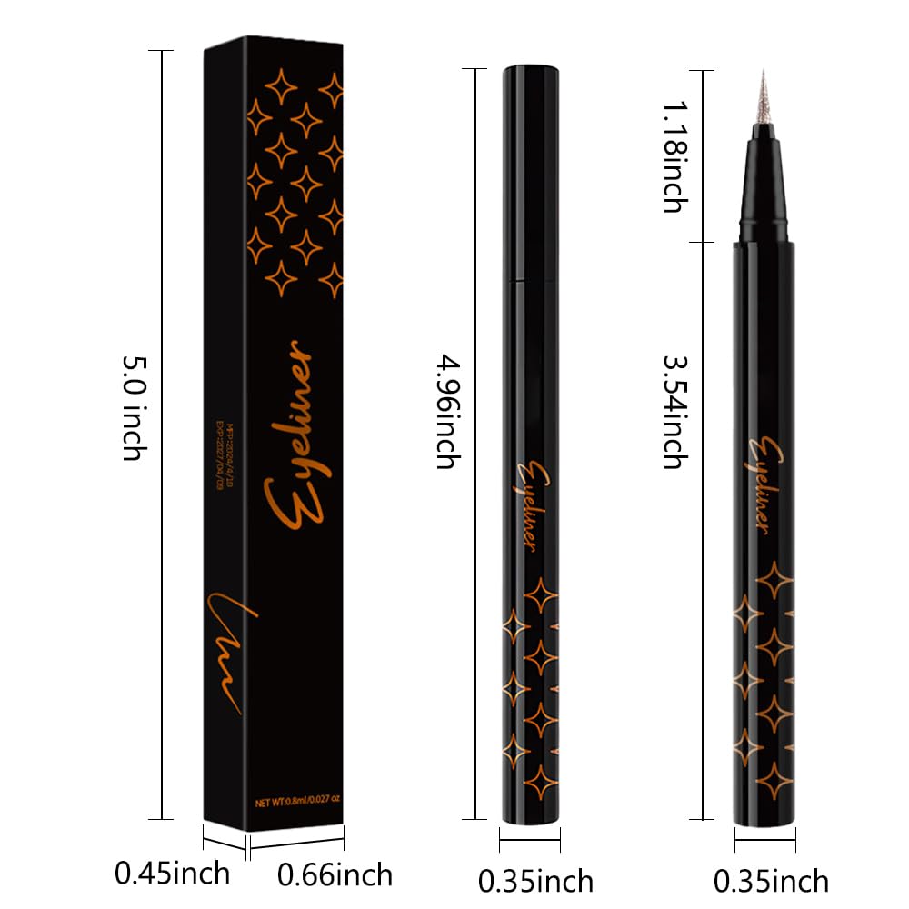 evpct 1Pcs Bronze Liquid Eyeliner Makeup, Bronze Gold Glitter Metallic Shimmer Colored Eyeliner Liquid Eye Liner Eyeshadow Pencil Face Body Glitter Makeup, Longwear, Fake Eyelashe Mascara Accessories