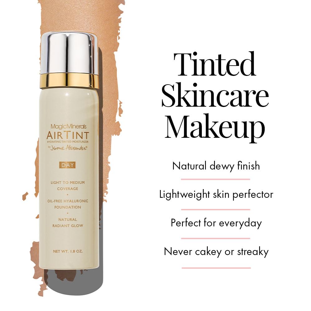 Jerome Alexander MagicMinerals AirTint Tinted Moisturizer AirBrush Spray Light Shade | Tinted Moisturizer Spray with Anti-Aging Ingredients