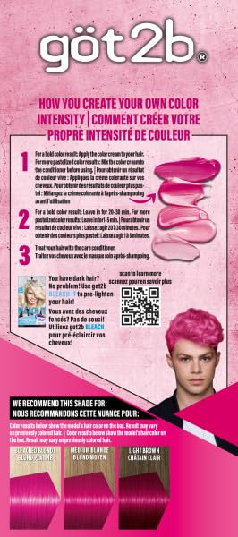 Got2b Color Remix, Customizable Semi-Permanent Hair Color, 093 Shocking Pink