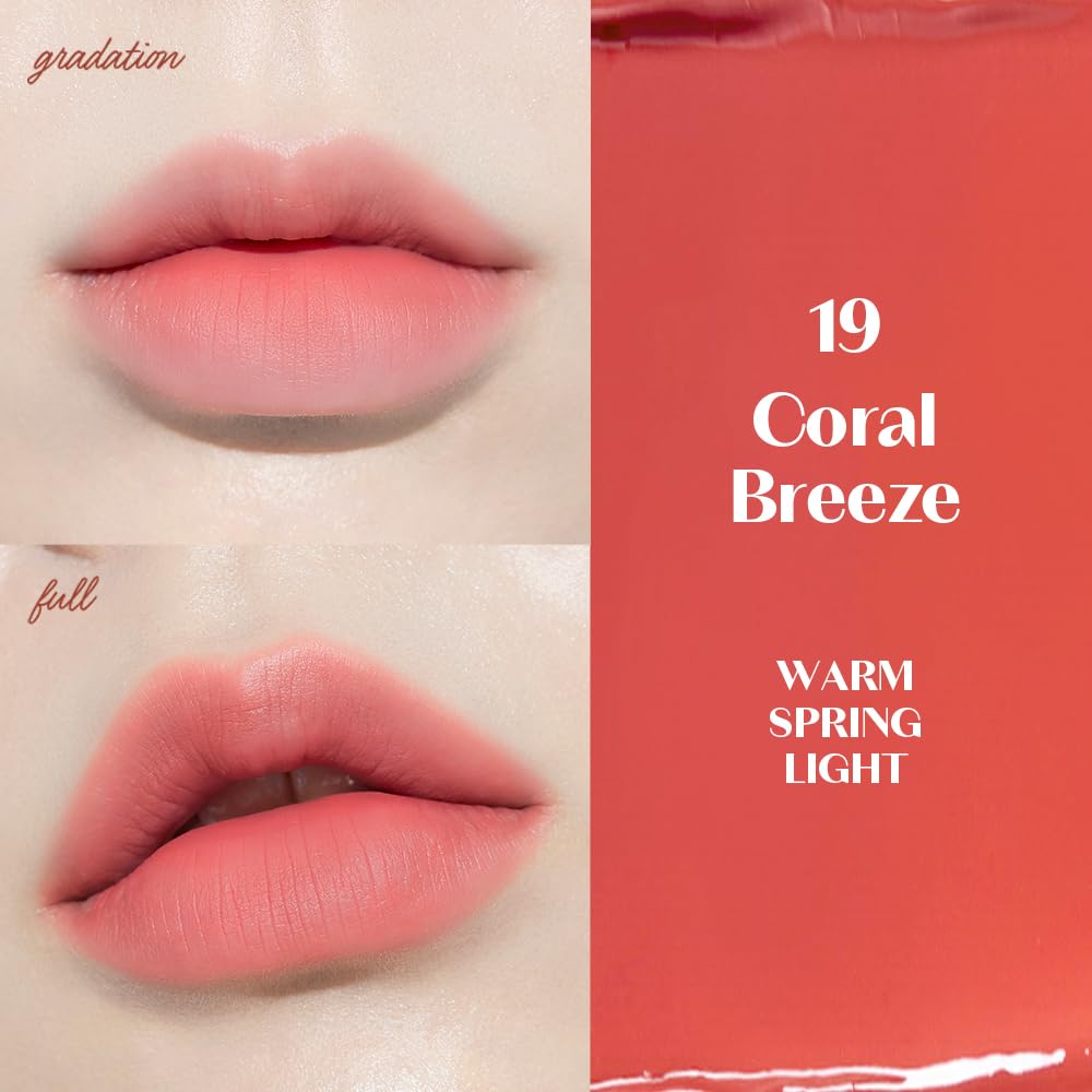 ETUDE Fixing Tint #19 Coral Breeze (4g) | Long Lasting High Pigmented Liquid Lipstick | Waterproof Lightweight Matte Finish Lip Stain | Full Coverage | Korean Makeup, Kbeauty