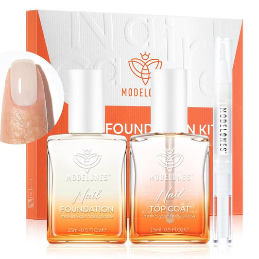 modelones Nail Strengthener Clear Gel Top Coat Nail Polish Cuticle Oil Pen Milky White Nail Repair for Damaged Nails Care Kit for Women 15 ml Ridge Filler for Growth