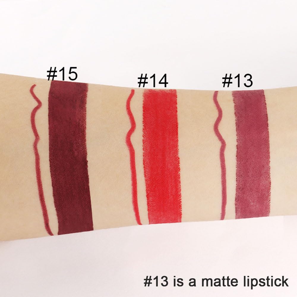 Kaely 2-in-1 Dark Deep Red Lip Liner & Lipstick Set Kit for Women, Matte Lips Kit with Lip Liner Lip Stains Long Lasting Waterproof 24 Hour Lipstick and Lip Liners Combo Lipliners Pencil Set 15