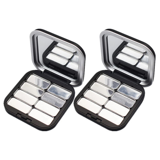 2pcs Empty Magnetic Eyeshadow Palette, Small Makeup Palette Lipstick Compact Containers Cosmetic Sample Storage Cases Magnetic Pallete for Makeup