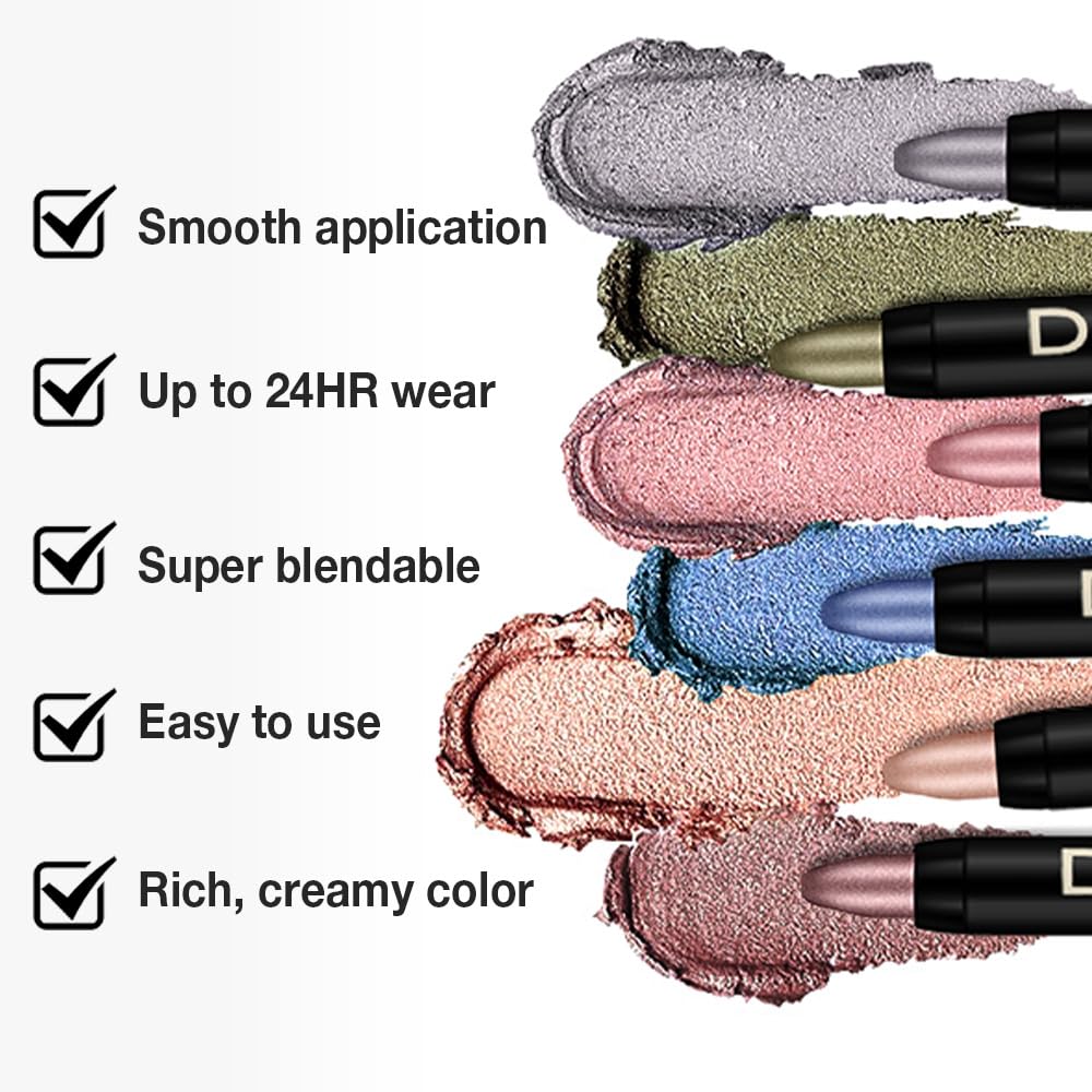 Grey Shimmer Cream Eye Shadow Stick Makeup for Women, Grey Shimmer Eyeliner Pencil Eyeshadow Brightener Stick for Eyes, Waterproof Eyeshadow Applicator Blendable, sombras para ojos 58#