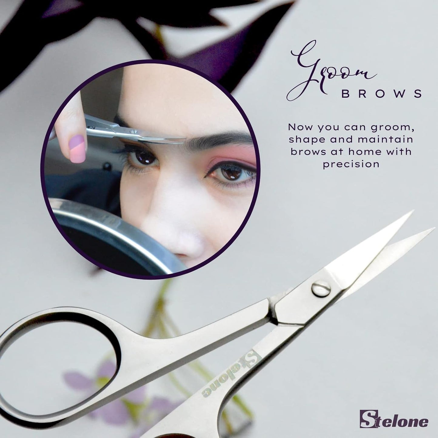 Multi Purpose Eyebrow Scissors Stainless Steel Curved Blade Cuticle Scissors for Manicure and Cosmetic, Brow Scissors for Facial Hair & Eyelash Trimming