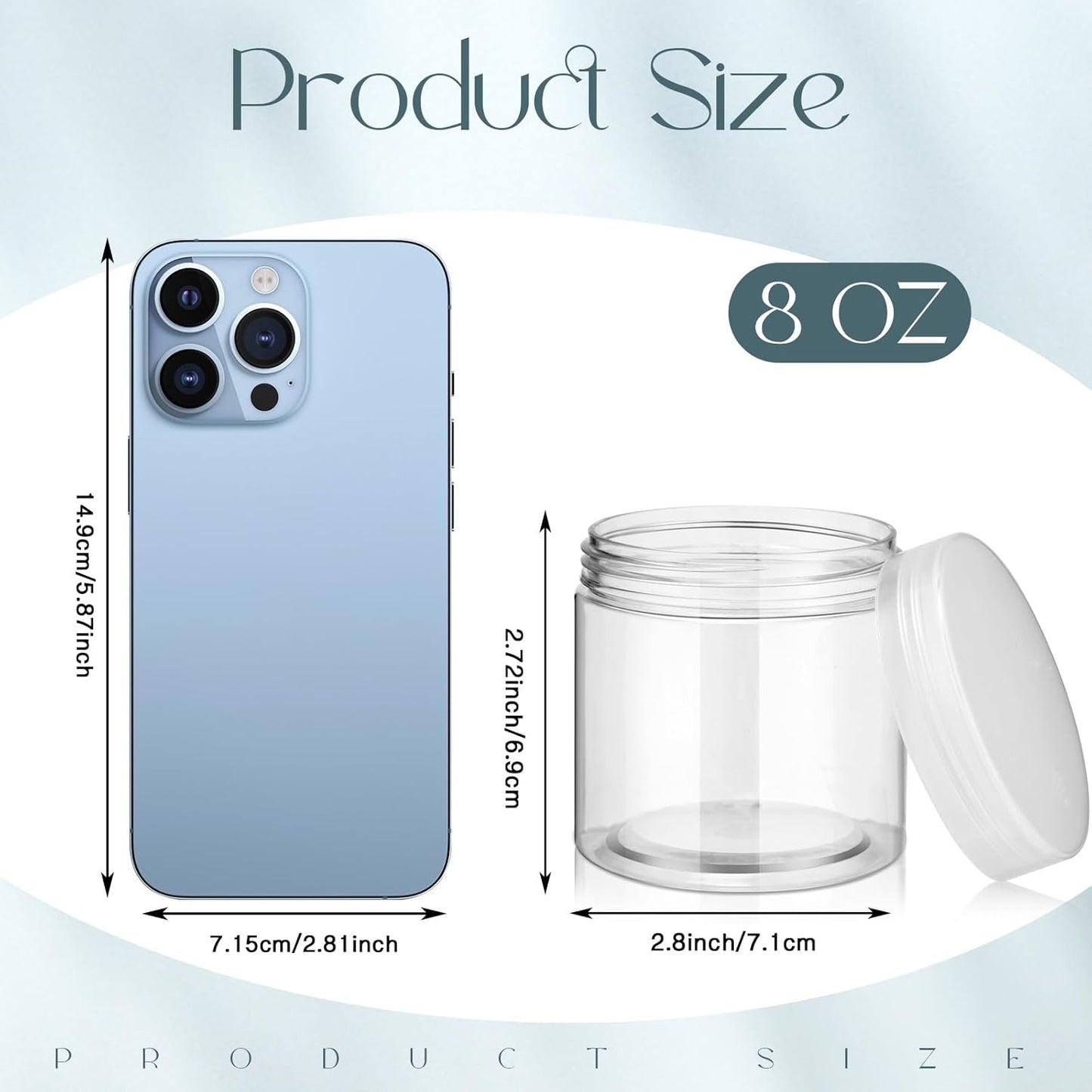 SATINIOR 100 Pcs Plastic Jars with Lids Small Containers Lids Wide Mouth Small Plastic Containers for Lotion Cream Rhinestones Body Butters Travel Storage(8 oz, Clear)