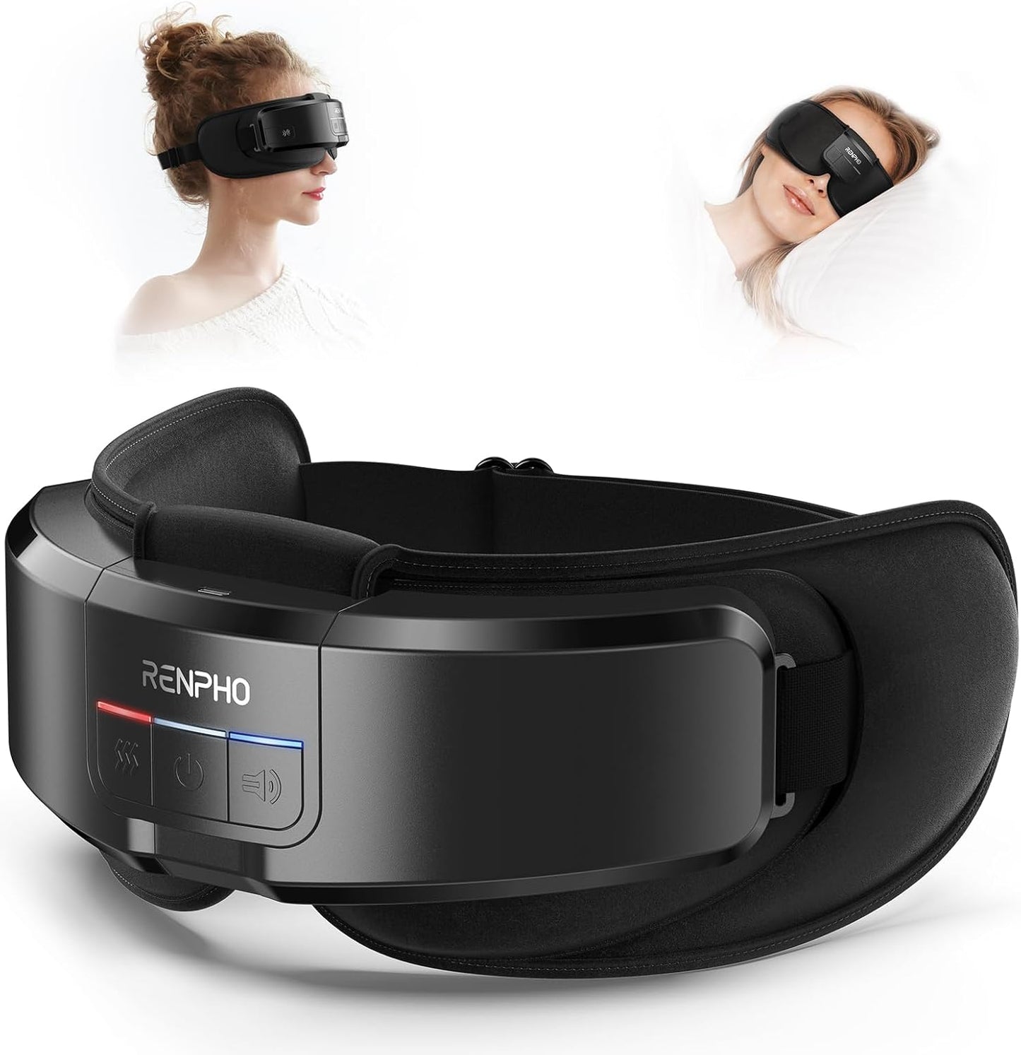 RENPHO Eyeris Shift Eye Massager for Migraines [2025 Upgraded], Heated Eye Massager & Sleep Mask for Relaxation, Birthday Gifts for Women/Men/Mom/Dad, Music Temple Fack Mask Massager, Improve Sleep