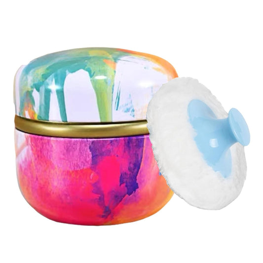 Body Powder Puff and Container, 3.35" Portable Dusting Powder Container with Soft Puff LoosePowder Case Box Jar with Lids for Baby Women Home and Travel Use