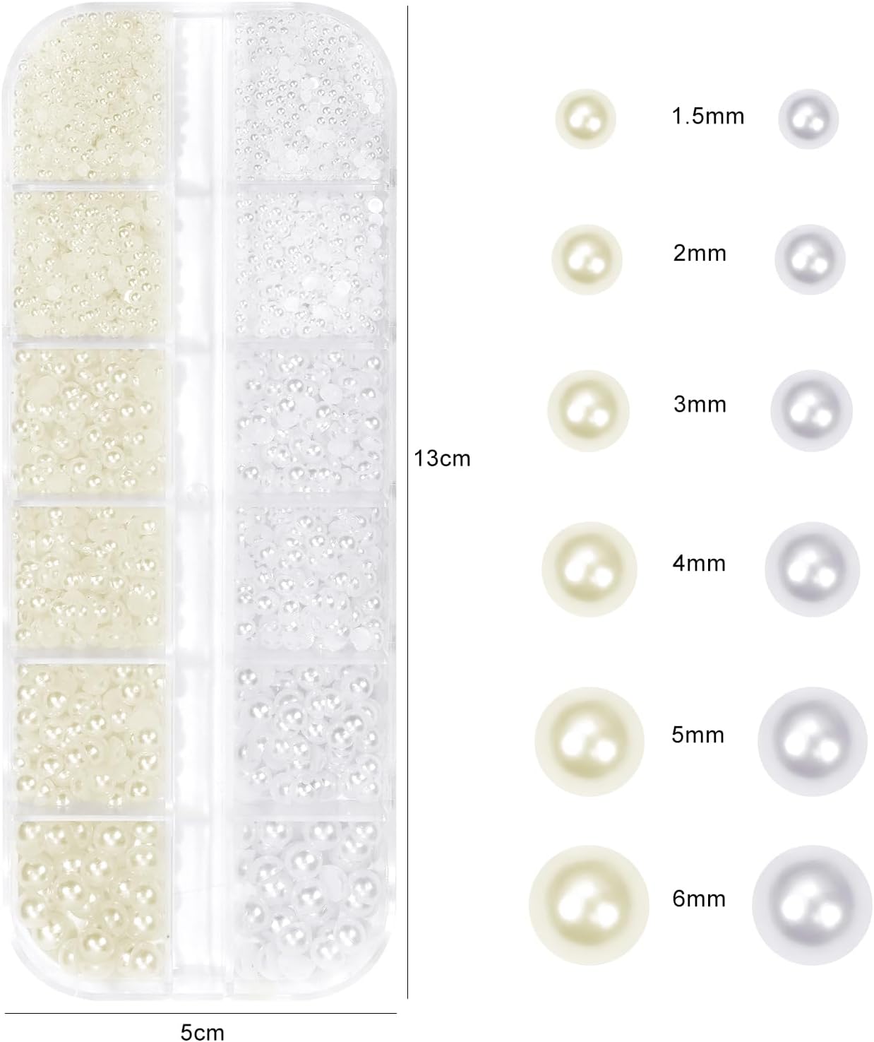 Flatback Rhinestones Half Pearls for Crafting, 1.6-4mm Colorful Crystal AB Rhinestones and 1.5-6mm Small Pearls for Bedazzling, Clothes and Nails Art