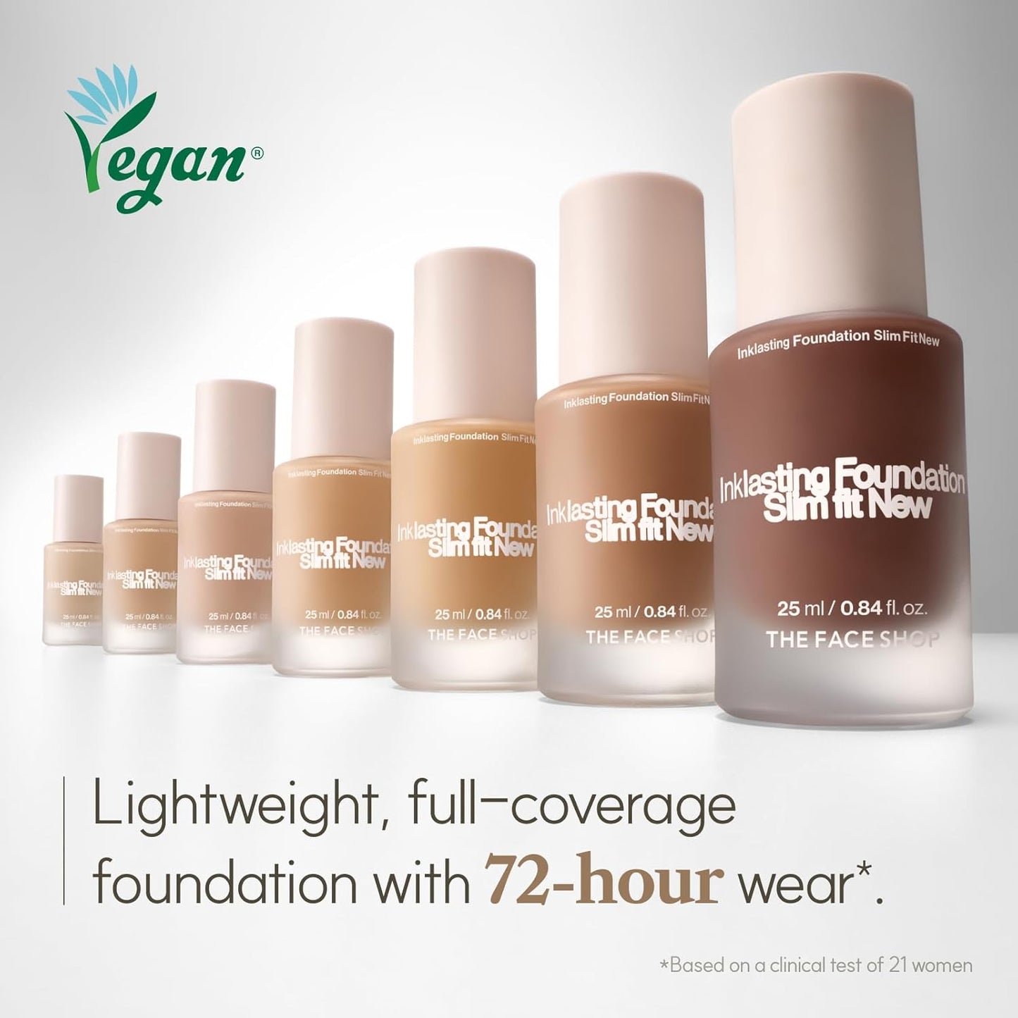 THE FACE SHOP Ink Lasting Liquid Foundation, Full Coverage, 72‑Hour Wear Semi‑Matte Finish, Makeup with Bakuchiol, C120 Neutral Beige, 0.84 Fl. Oz.