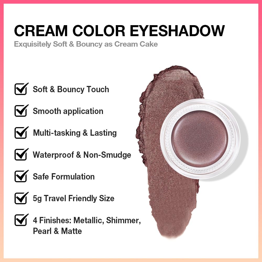 Single Cream Eye Shadow,Nude Brown Matte Natural Monochrome Eyeshadow Palette,Waterproof,Long Lasting Naturing-Looking,Vegan & Cruelty-Free,R04
