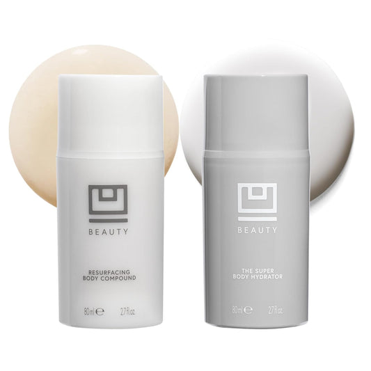 U Beauty Resurfacing Body Compound - Anti-Aging Aha Body Serum and The Super Body Hydrator - Hyaluronic Acid Cream Body Travel Set