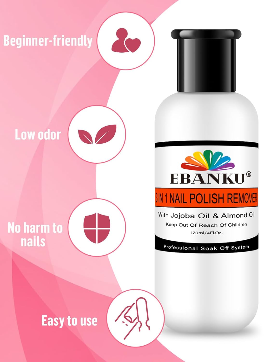 EBANKU Nail Polish Remover Kit, 120ML Gel Remover with Cuticle Oil 10 pcs Nail Clips, 50pcs Nail Foil and Tools Quick Removal for Nails Polish Acrylic Dip Powder