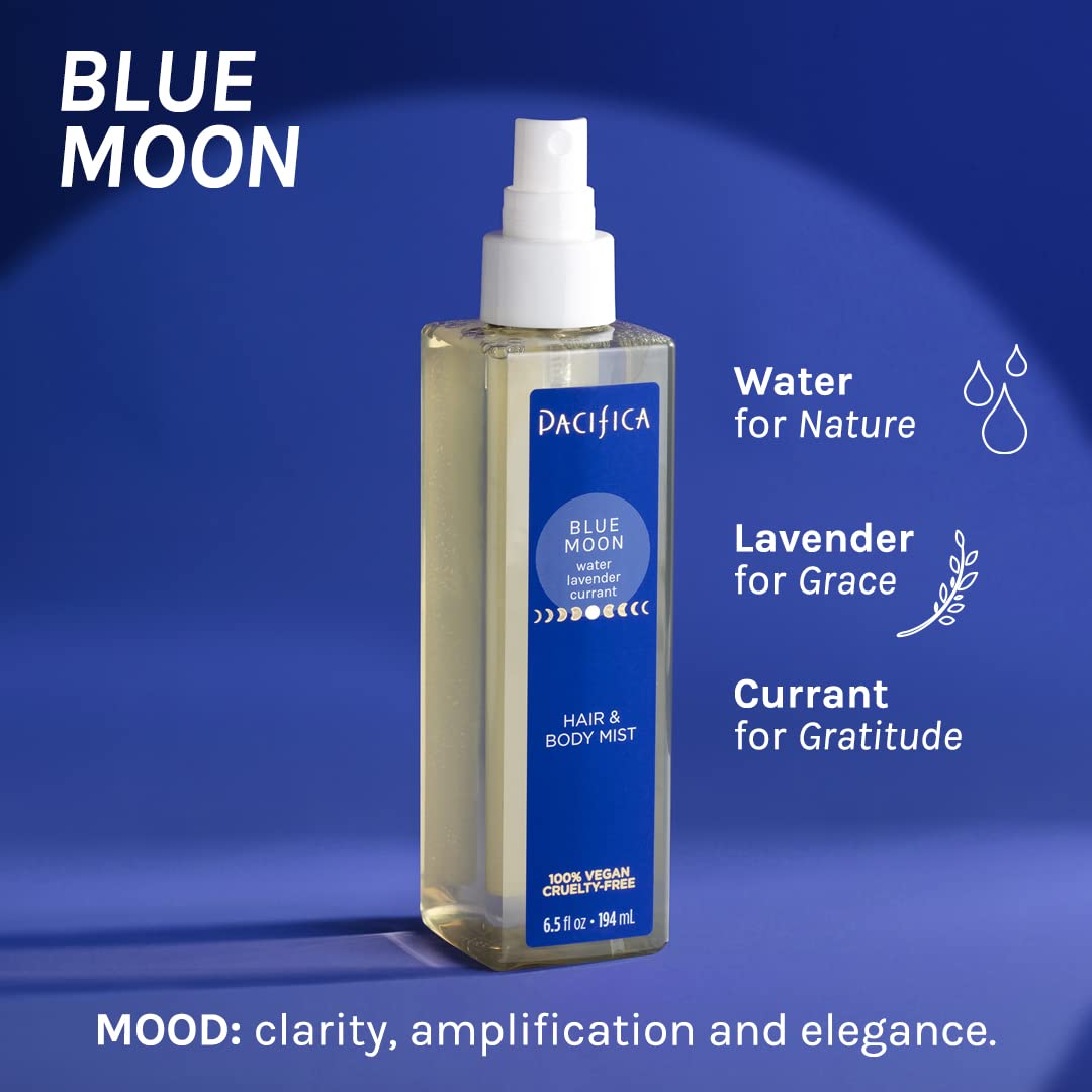 Pacifica Hair Perfume & Body Fragrance Spray Mist - Blue Moon with Lavender & Currant – Alcohol-Free, Vegan & Cruelty-Free, 6.5 oz
