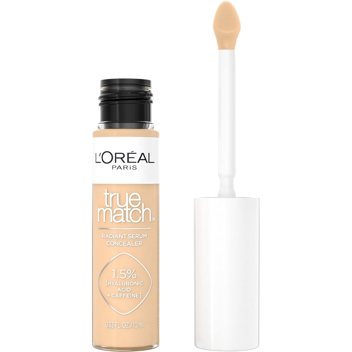 L’Oréal Paris True Match Radiant Serum Concealer, Brightening Under Eye Concealer Make Up with 1.5% Hyaluronic Acid and Caffeine, W4, 0.33 Oz