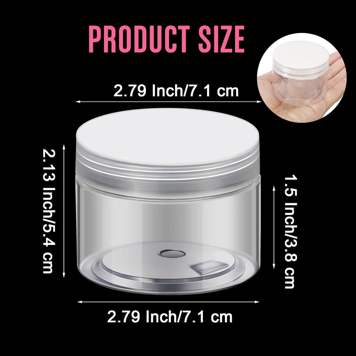 Patelai 4 Pieces Round Wide-mouth Leak Proof Plastic Container Jars with Lids for Travel Storage Makeup Beauty Products Face Creams Oils Salves Ointments DIY Making(4 Ounce,Clear)