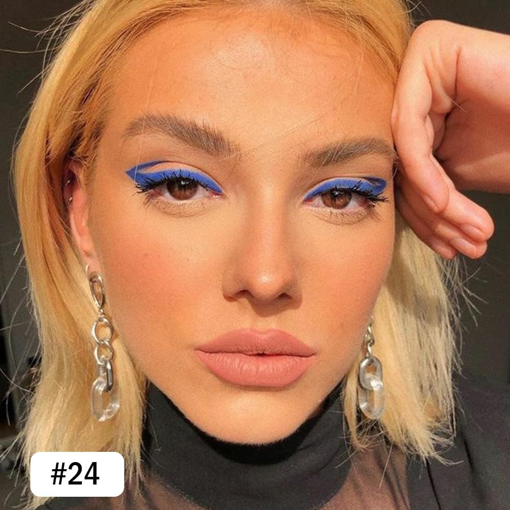 Kaely Gel Eyeliner Pencil for Women, Ruby Blue Eye Liner Waterproof Smudge Proof with Sharpener, Waterline Eye Makeup Liners, delineador de ojos contra el agua, Vegan & Cruelty-Free, 24