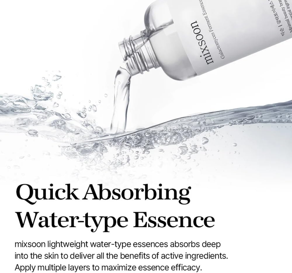 mixsoon Galactomyces Ferment Essence - Deep Moisture, Tone Clarifying Essence to Smooth Skin for Dull, Uneven Skin - Korean Skincare for Glass Skin - Vegan (3.38 fl.oz / 100ml)