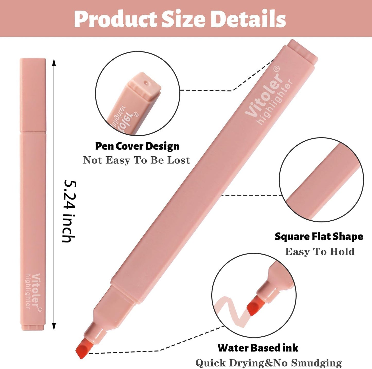 Vitoler Highlighters Assorted Colors,8pcs No Bleed Bible Chisel Tip Highlighters,Aesthetic High lighters for School Office Supplies