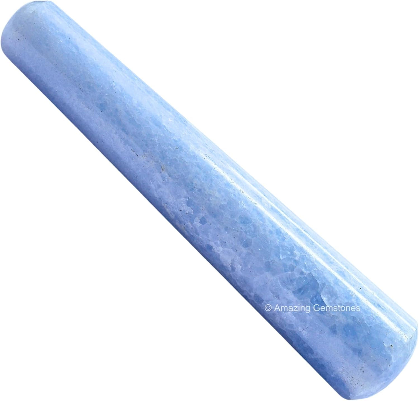 Amazing Gemstone Blue Calcite Crystal Wand Massage Stick - Pelvic Wand Gua Sha for Adults - Crystals and Healing Stones Massage Wands for Adults Gifts (Smooth)