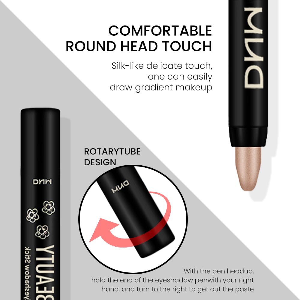 evpct Mocha Beige Shimmer Cream Eye Shadow Brightener Sticks Set for Eyes, Mocha Beige Shimmery Matte Pencil Eye shadow Applicator Stick Pen Palette Makeup Waterproof sombras en crema para ojos 14#