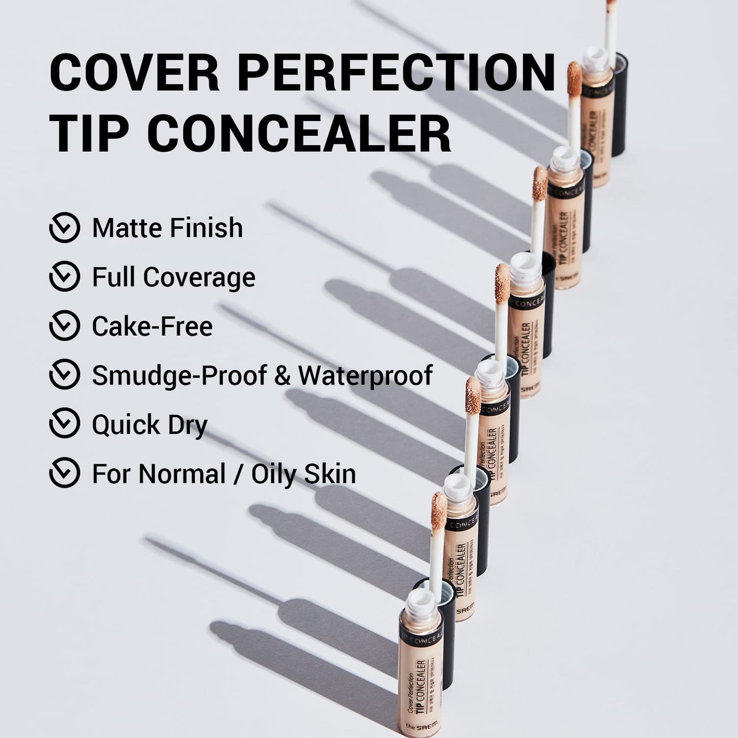 THE SAEM Cover Perfection Tip Concealer 3 Color Set, Liquid Multi-Use Concealer, Full Coverage Makeup for Acne Dark Spots Dark Circles Hyperpigmentation and Blemishes, 0.2 fl.oz. (#1, #1.5, #2)