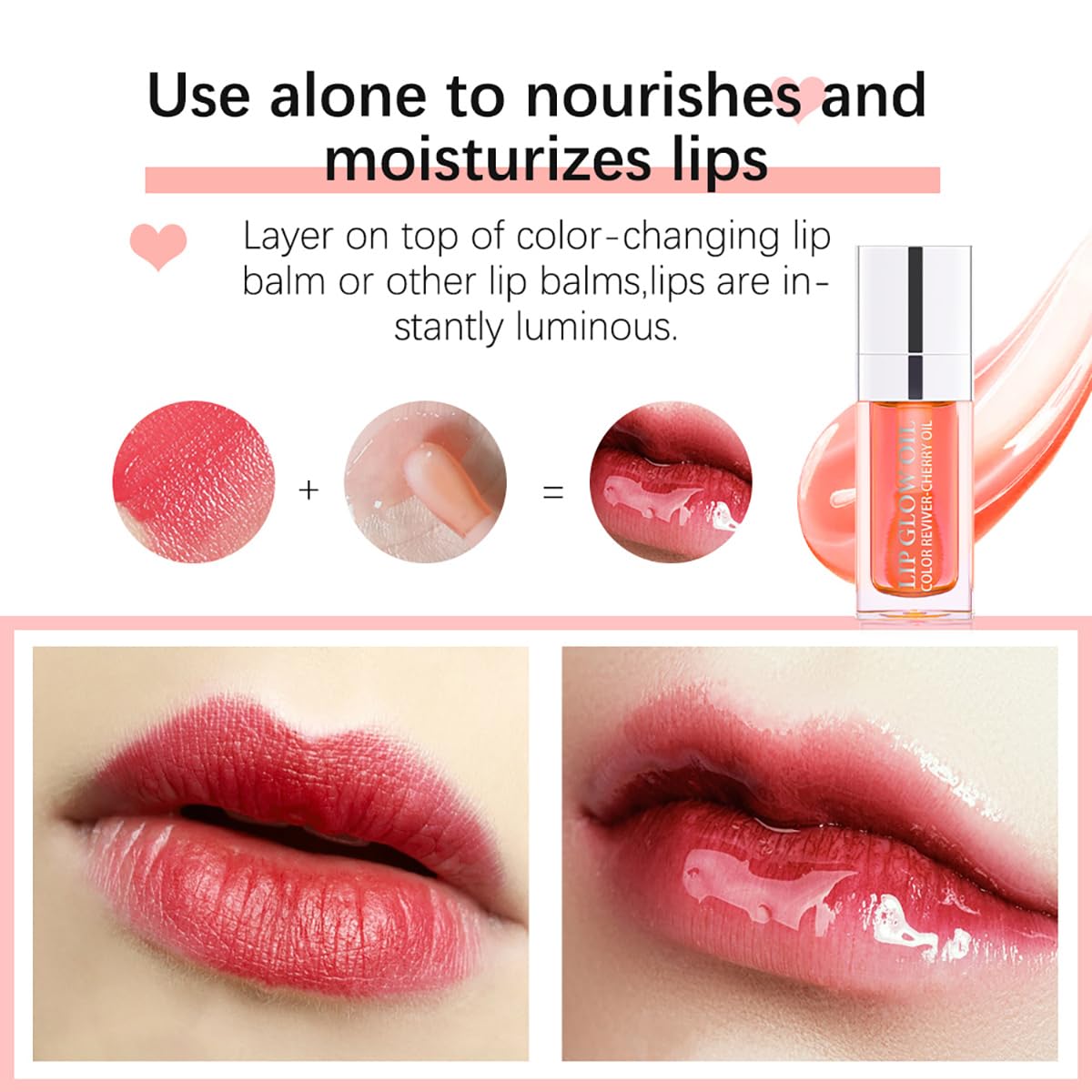 Hydrating Lip Glow Oil Moisturizing Plumping Lip Tint Lip Gloss Transparent Lip Balm Long Lasting Nourishing Repairing Lightening Lip Lines (001#+012#)