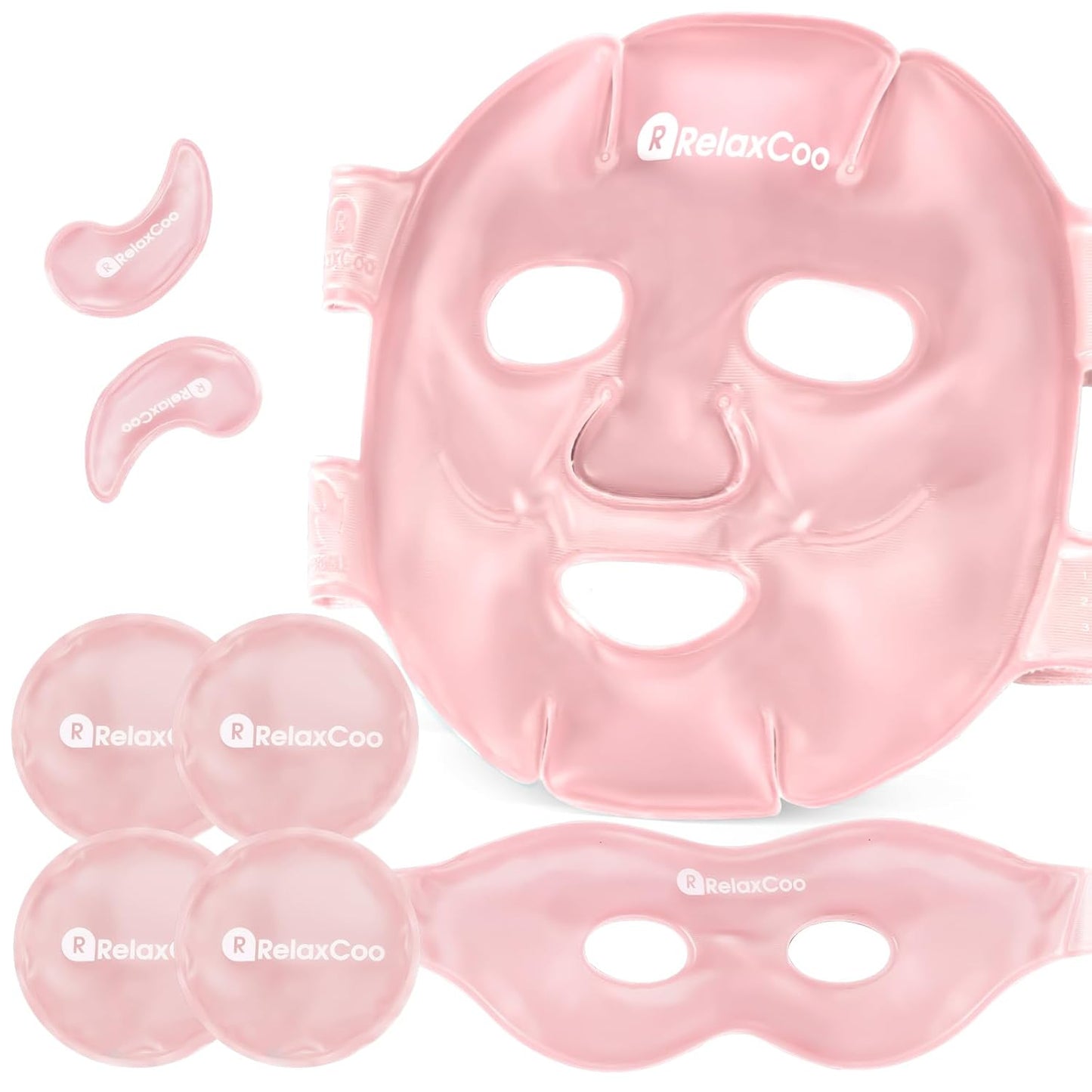 Ice Face Eye Mask for Dark Circles and Puffiness Cold Warm Compress, Gel Cold Cooling Face Mask Package for Women and Men, Migraines, Headache, Stress and Relaxation, Pink