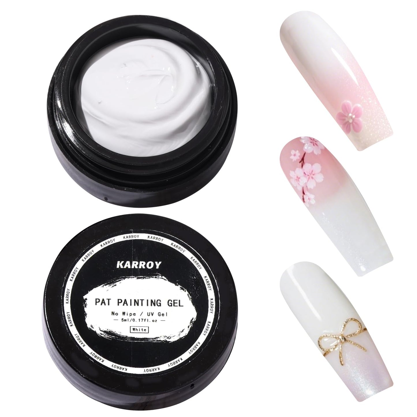 Sponge Pat Paint Nail Gel, Blending Colors Ombre Nails Gradient Gel Nail Blush Blooming Aura Nails Drawing Stripper Floral Painting Nail Art, No Wipe, UV/LED Curing 5ml 1PC (White)