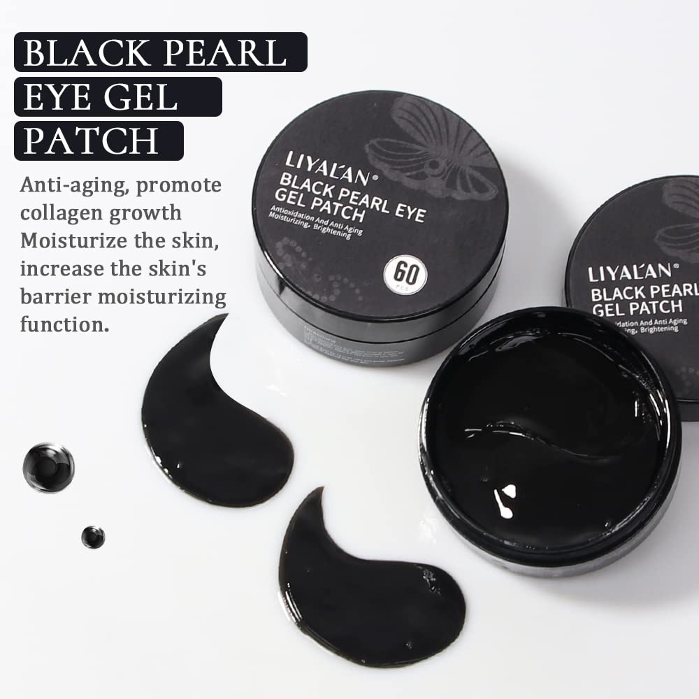 LIYALAN Blackpearl Under Eye Patches for Dark Circles and Puffiness Eye Mask Skin Care Products Eye Patches for Puffy Eyes Beauty Under Eye Treatment for Women 60Pcs