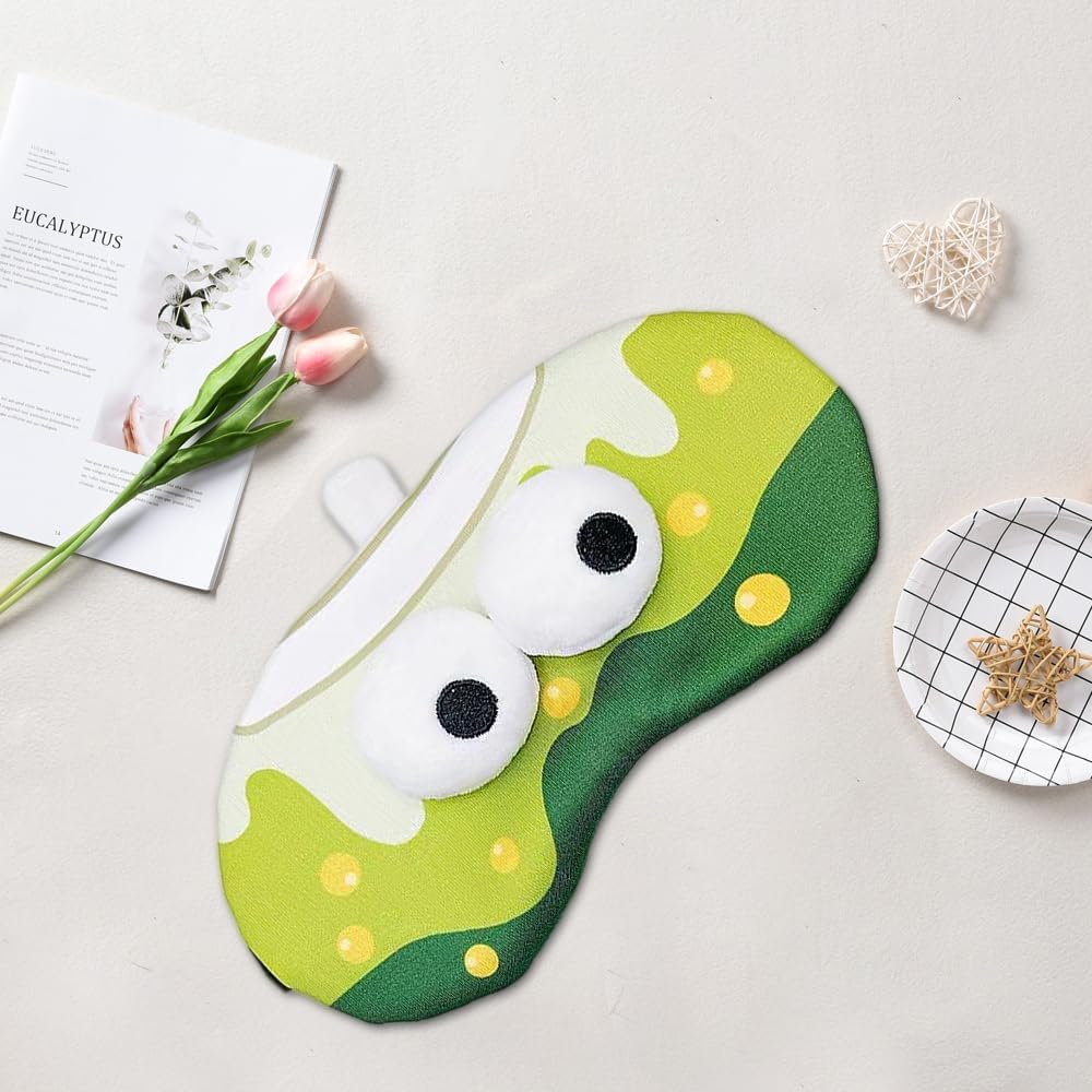 PERFECTSIGHT Sleep Eye Masks, Cute Plush Sleep Eye Cover Lightweight Adjustable Eyeshade Faux Fur Mask Cover for Women Men Sleep Travel Nap, Bubble Tea