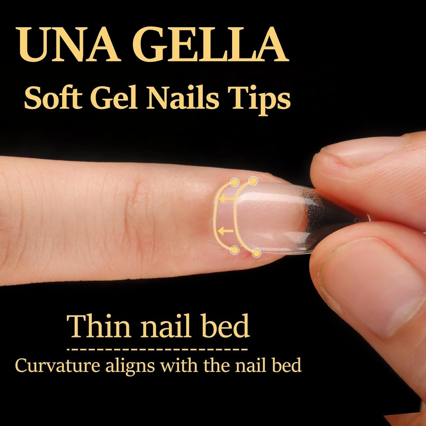 UNA GELLA Extra Short Almond Gel Nail Tips, 216 Pcs Pre-shape XS Almond Nail Tips Full Cover Press On Nails Half Matte Clear Fake Nails For Women Girl DIY Salon At Home 12 Sizes