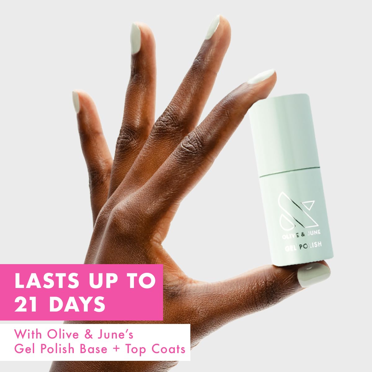 Olive & June Gel Polish | UV LED Nail Lamp Needed | Long Lasting Formula | Up to 21 Days of Wear | Damage-Free Removal | Salon-Quality Manicure, Pedicure at Home | KMC | Pastel Sage