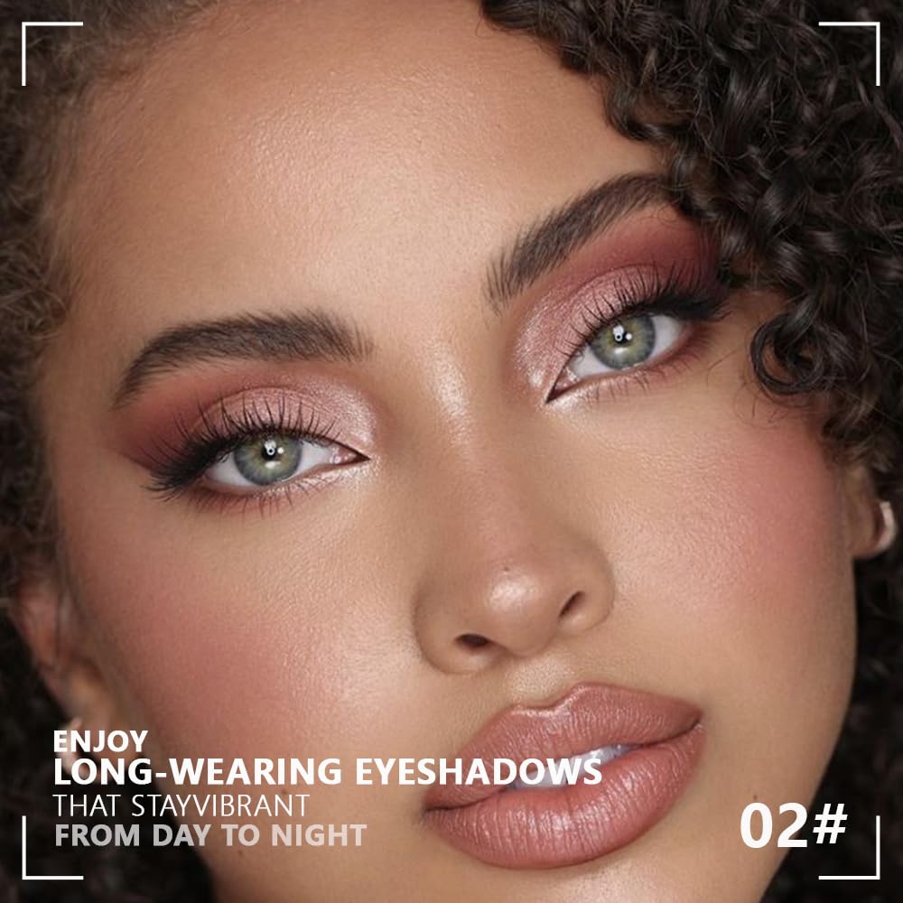 4 Colors Light Violet Pink Purple Brown Eye Shadow Powder Palette Makeup, Neutral Matte Shimmer Quads Eyeshadow Palette for Women Highly Pigmented Waterproof, paleta de sombras de ojos,Vegan 02