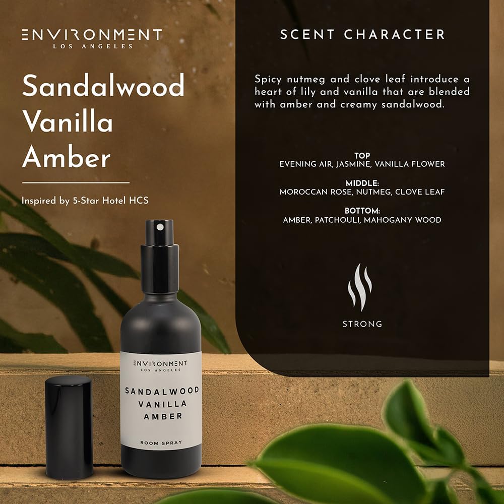 Stone Candles Environment Inspired by 5-Star Hotels HCS Room Spray, 100ml Air Freshener (Sandalwood | Vanilla | Amber) Home Fragrance Accessories, Room Perfume, Room Deodorizer, Vegan & Cruelty-Free