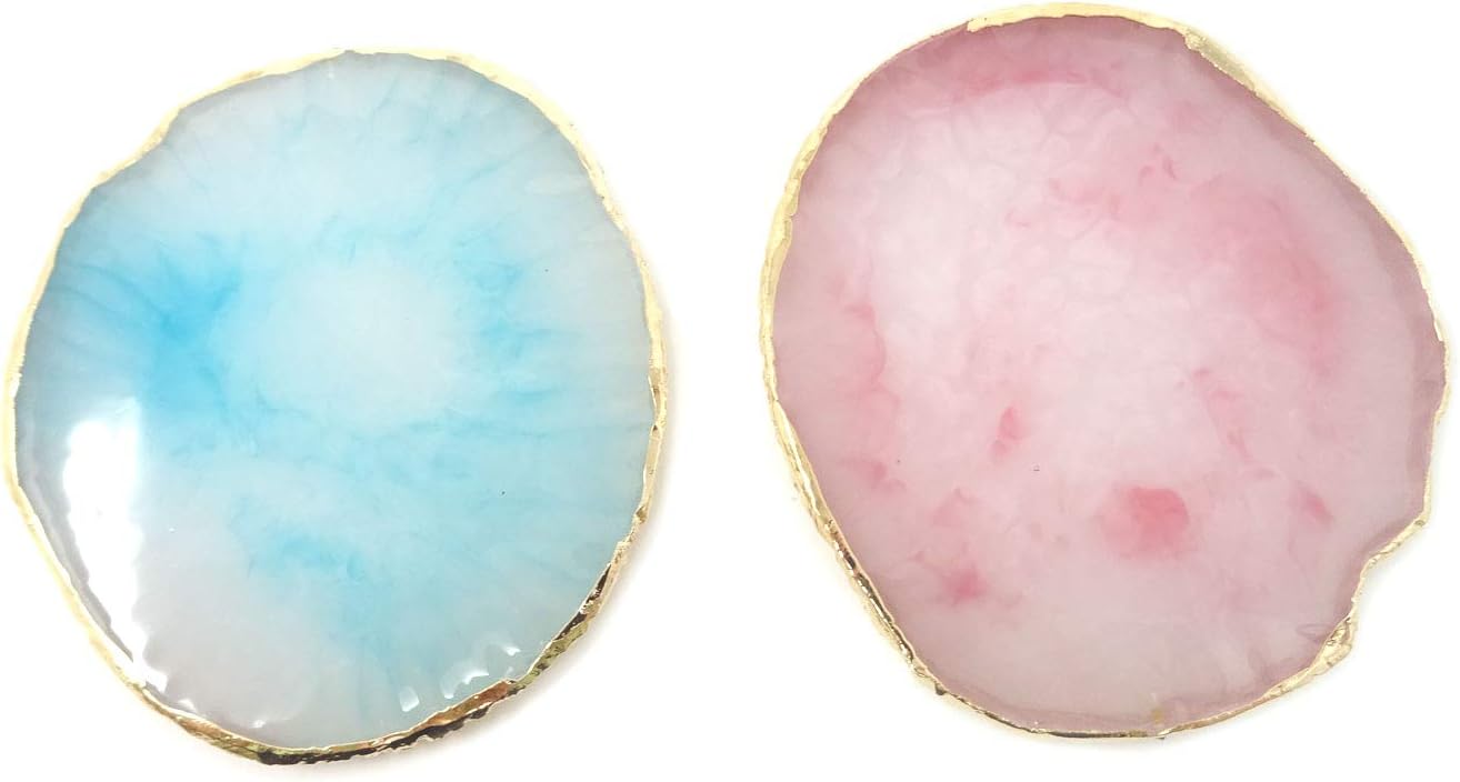 Honbay 2PCS Golden Edge Resin Nail Art Palettes Drawing Plates Manicure Display Tools for Women