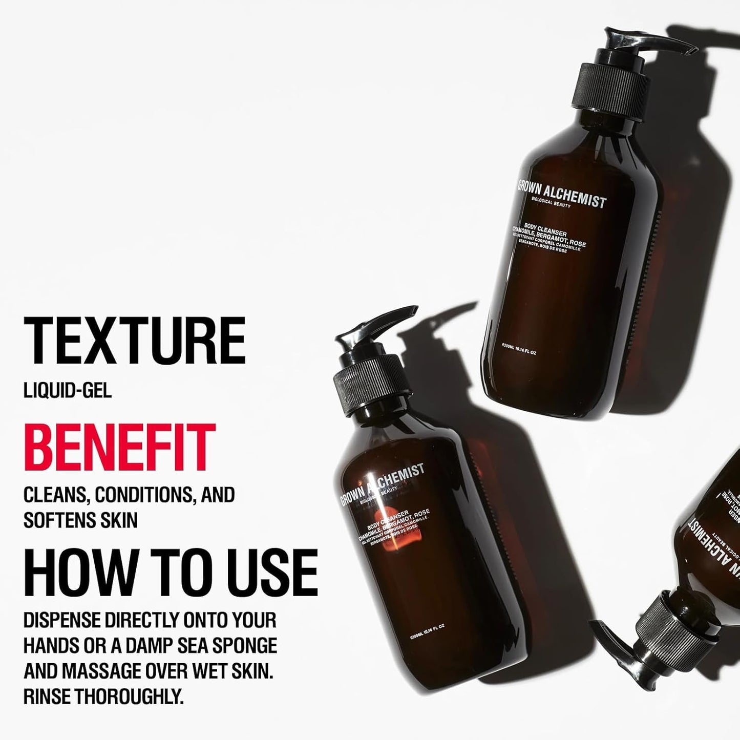 Grown Alchemist Body Cleanser REFILL: Chamomile, Bergamot & Rose Gentle Body Wash that Hydrates and Cleanses Skin (1L).