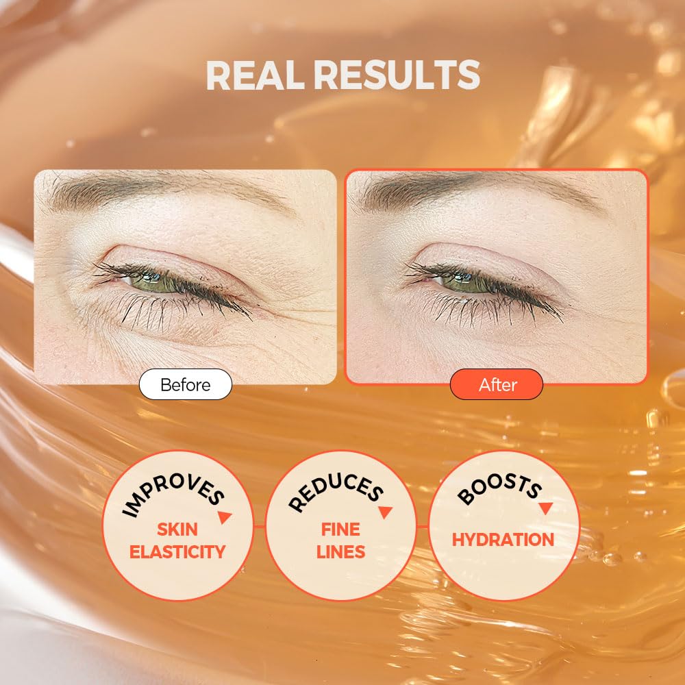 KLAVUU Real Vegan Collagen Eye Patches (60 Patches) - Korean Overnight Under Eye Mask for Puffy, Sagging Eyes, Fine Lines & Wrinkles | Elasticity Boost with Low-Molecular Carrot Collagen (500 Daltons)